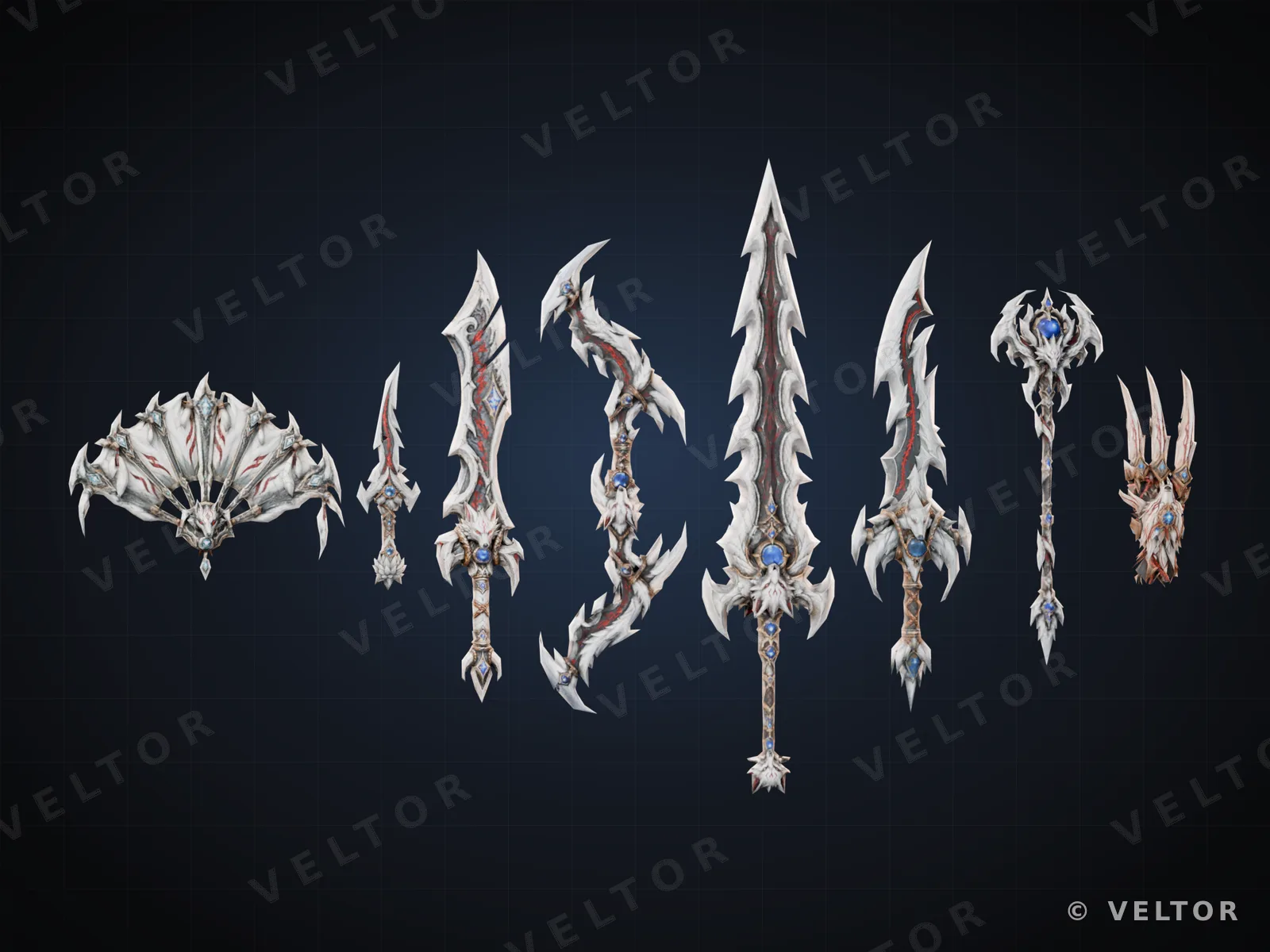 Alle 8 Waffen des Sets